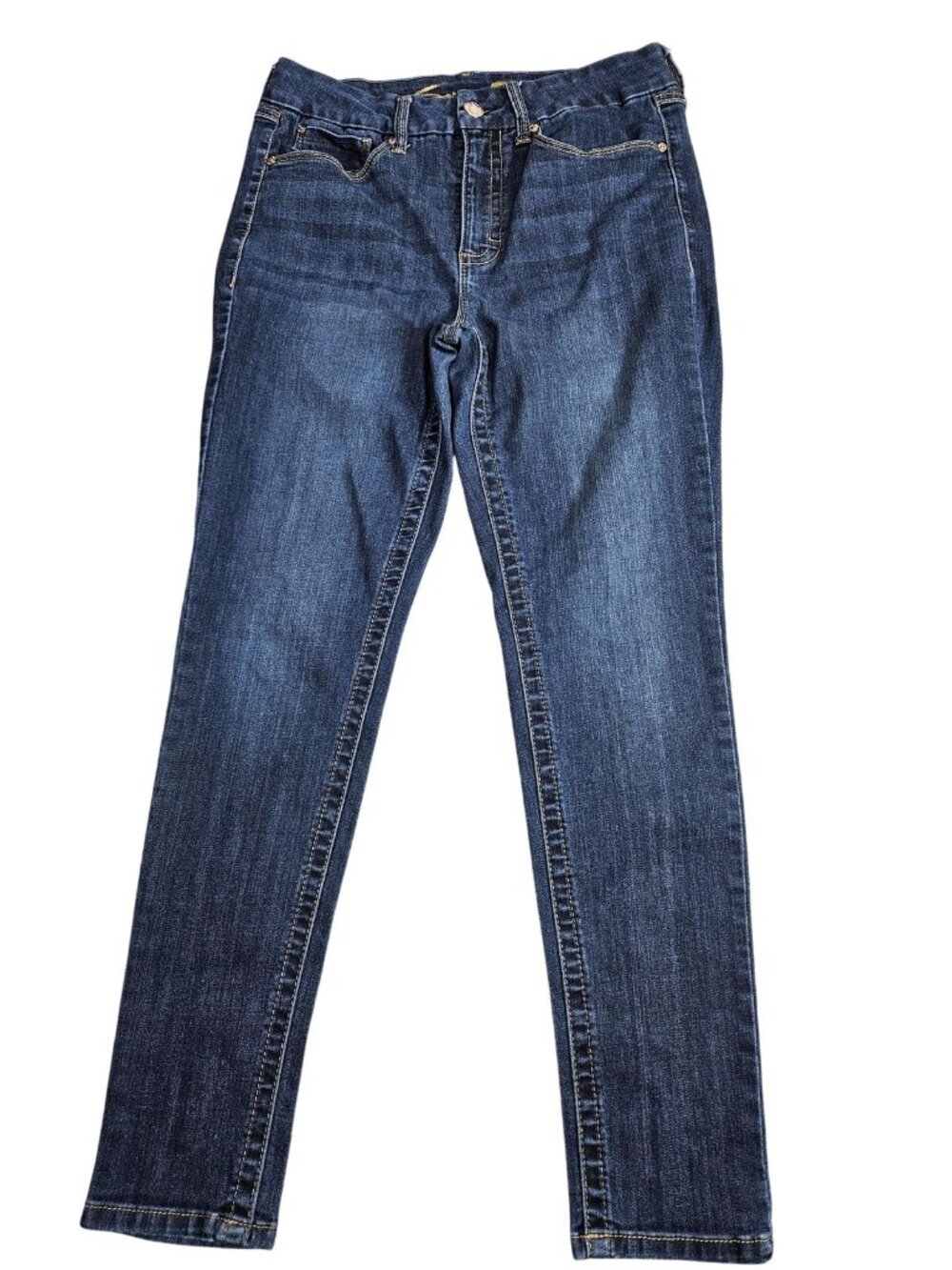 Seven7 Skinny Tummyless Jeans Womens 10 Blue Med Wash Mid Rise Denim Slim